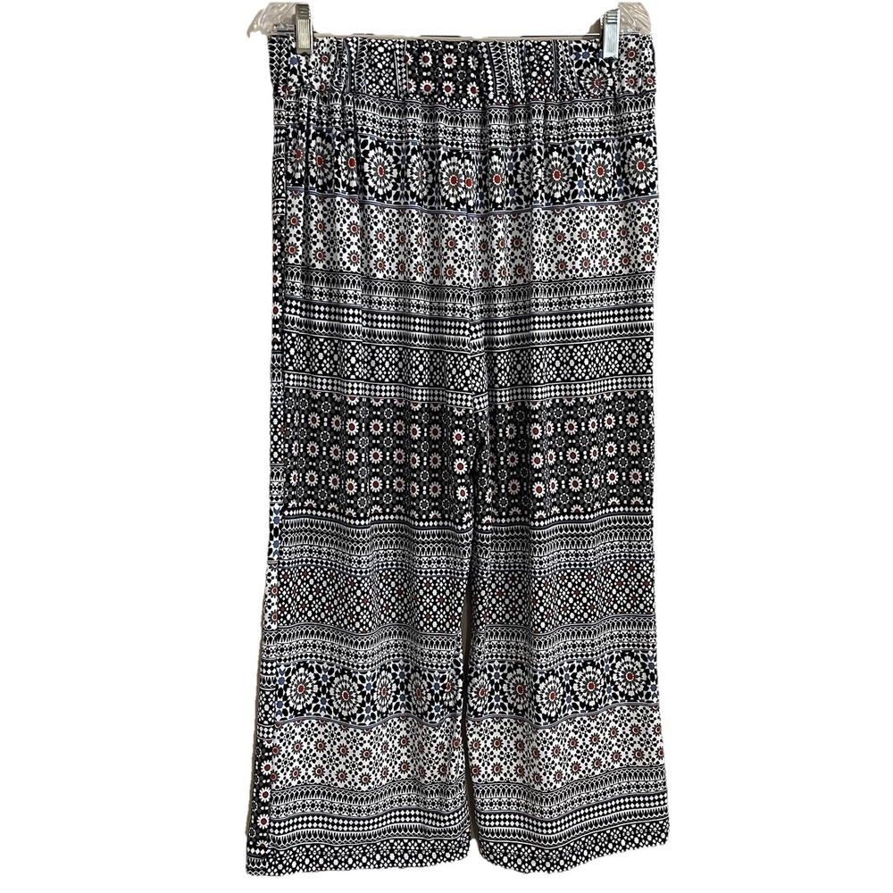 Robert Louis Geometric Floral Wide Leg Cropped Pants Womens 1X Sailor Retro - Picture 3 of 10